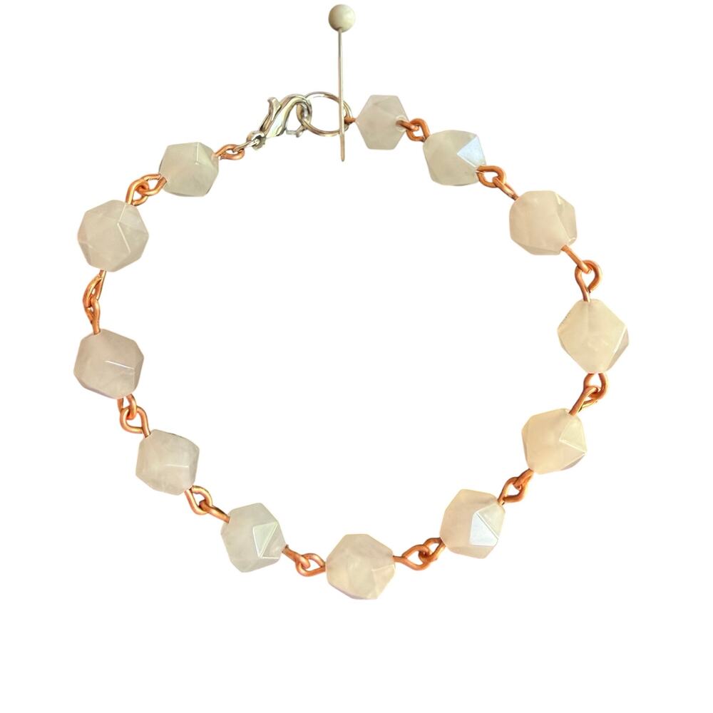 Rose Quartz and copper braclet with lobster clasp